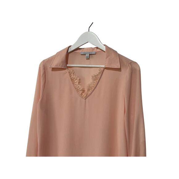 SINGLE THREAD TOP WOMEN'S SIZE SMALL LACE TRIM V NECK POPOVER BLOUSE PINK NEW - Picture 7 of 14